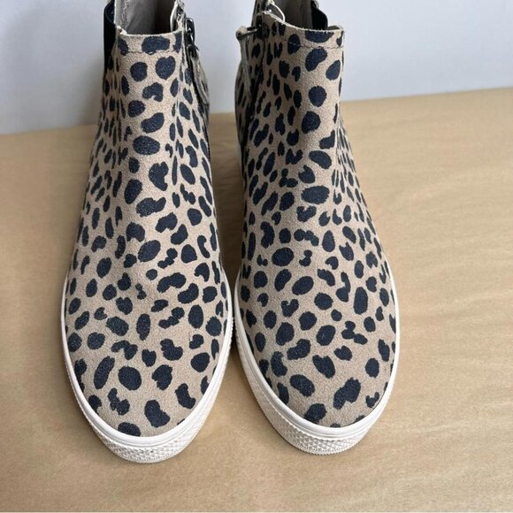 Caslon Womens Size 7 Aidy Water Resistant Leopard Sneakers Platform Leather - Picture 3 of 11